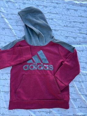 adidas Kids Maroon Hoodie with Gray Hood